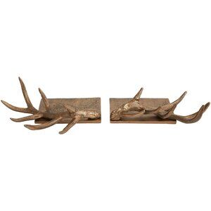 Bronze Antler Christmas Stocking Holders, Set of 2